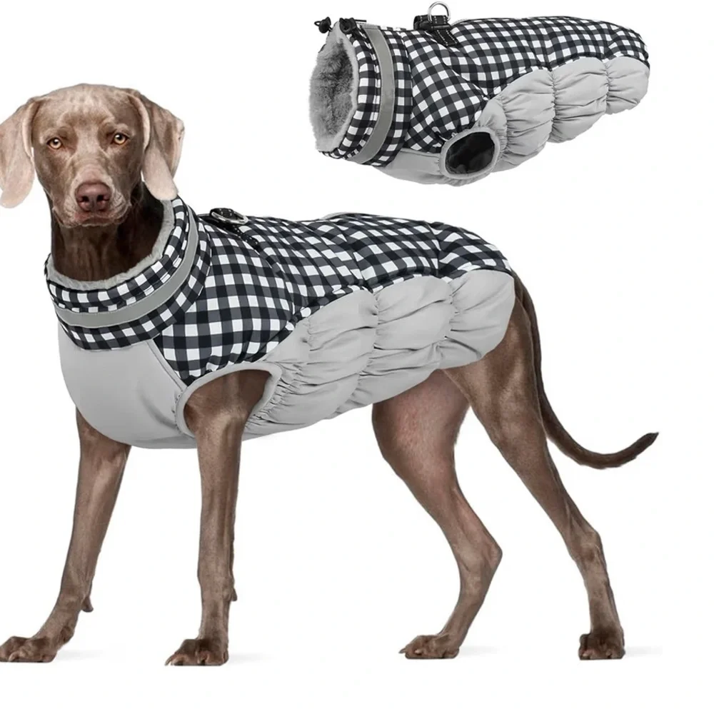 FUAMEY Waterproof Dog Winter Jacket With Harness Built In/Reflective L/375-8